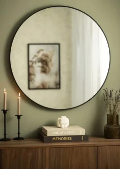 KAILA Round Mirror - Edge Black 90 cm Ø