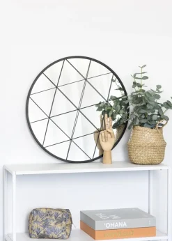 KAILA Rundt Spejl Triangles - Sort 55 cm Ø