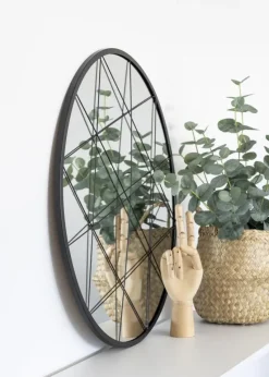 KAILA Rundt Spejl Triangles - Sort 55 cm Ø