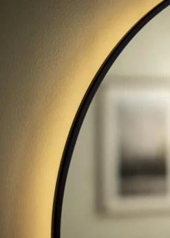 KAILA Spejl Circle LED Sort 80 cm Ø