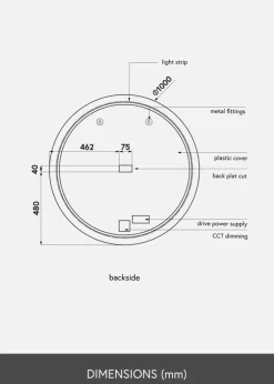 KAILA Spejl LED 100 cm Ø
