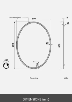 KAILA Spejl Oval LED 60x80 cm