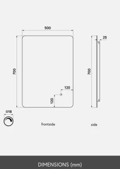 KAILA Spejl Soft Edges LED 50x70 cm