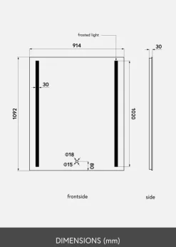 KAILA Spejl Stripes LED 91x109 cm