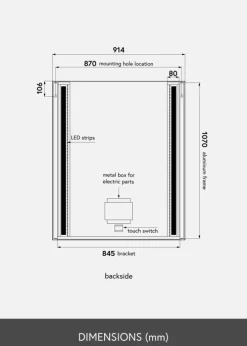 KAILA Spejl Stripes LED 91x109 cm
