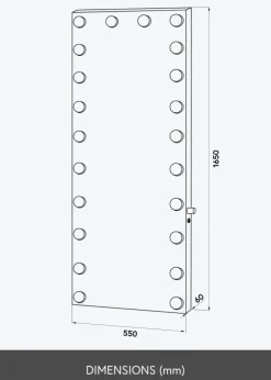 KAILA Spejl Tall LED Sort 55x165 cm