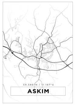 Kort - Askim - Hvid Plakat (21x29.7 cm (A4))