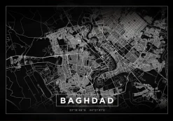 Kort - Baghdad - Sort Plakat (21x29.7 cm (A4))