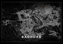 Kort - Baghdad - Sort Plakat (21x29.7 cm (A4))