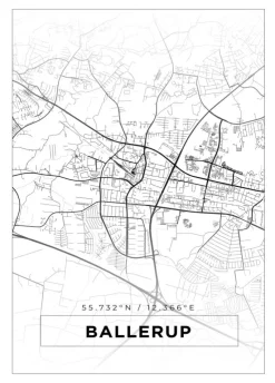 Kort - Ballerup - Hvid Plakat (21x29.7 cm (A4))
