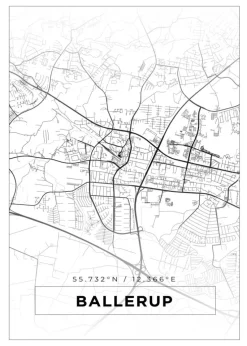 Kort - Ballerup - Hvid Plakat (21x29.7 cm (A4))