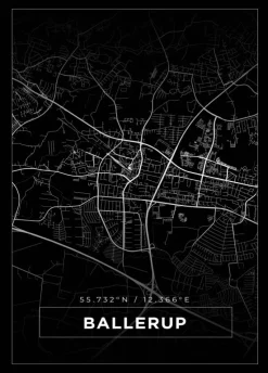 Kort - Ballerup - Sort Plakat (21x29.7 cm (A4))