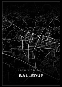 Kort - Ballerup - Sort Plakat (21x29.7 cm (A4))