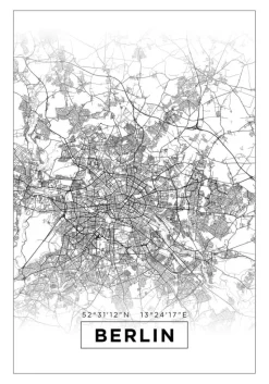 Kort - Berlin - Hvid Plakat (21x29.7 cm (A4))