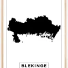 Kort - Blekinge - Hvid Plakat (21x29.7 cm (A4))