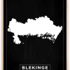 Kort - Blekinge - Sort Plakat (21x29.7 cm (A4))