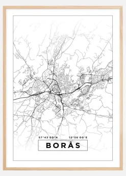 Kort - Borås - Hvid Plakat (21x29.7 cm (A4))