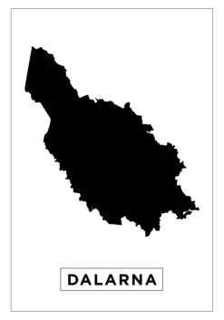 Kort - Dalarna - Hvid Plakat (21x29.7 cm (A4))