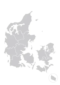 Kort - Danmark - Grå Plakat (21x29.7 cm (A4))