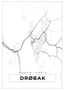 Kort - Drøbak - Hvid Plakat (21x29.7 cm (A4))