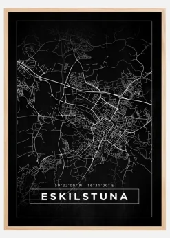 Kort - Eskilstuna - Sort Plakat (21x29.7 cm (A4))
