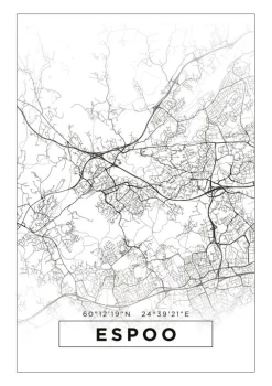 Kort - Espoo - Hvid Plakat (21x29.7 cm (A4))