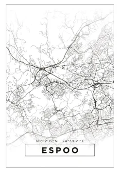 Kort - Espoo - Hvid Plakat (21x29.7 cm (A4))