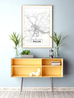 Kort - Falun - Hvid Plakat (21x29.7 cm (A4))