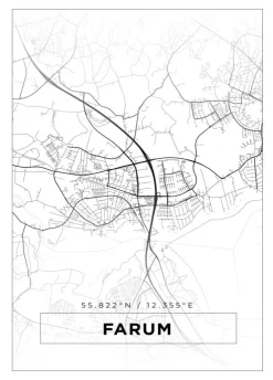 Kort - Farum - Hvid Plakat (21x29.7 cm (A4))