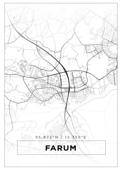 Kort - Farum - Hvid Plakat (21x29.7 cm (A4))
