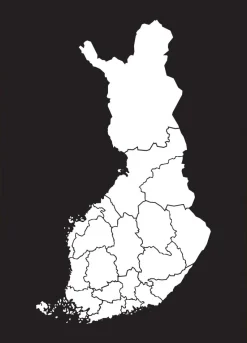 Kort - Finland - Hvid Plakat (21x29.7 cm (A4))