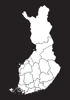 Kort - Finland - Hvid Plakat (21x29.7 cm (A4))