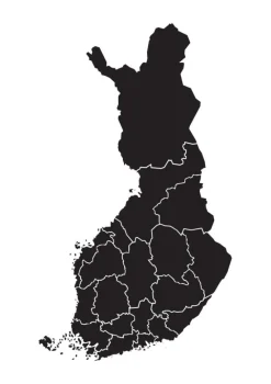 Kort - Finland - Sort Plakat (21x29.7 cm (A4))