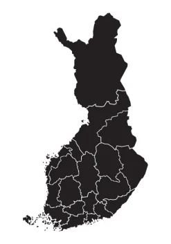 Kort - Finland - Sort Plakat (21x29.7 cm (A4))