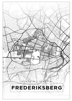 Kort - Frederiksberg - Hvid Plakat (21x29.7 cm (A4))