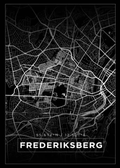 Kort - Frederiksberg - Sort Plakat (21x29.7 cm (A4))