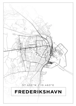 Kort - Frederikshavn - Hvid Plakat (21x29.7 cm (A4))