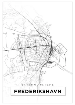Kort - Frederikshavn - Hvid Plakat (21x29.7 cm (A4))