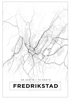 Kort - Fredrikstad - Hvid Plakat (21x29.7 cm (A4))