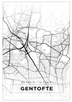 Kort - Gentofte - Hvid Plakat (21x29.7 cm (A4))
