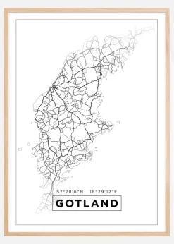 Kort - Gotland - Hvid Plakat (21x29.7 cm (A4))