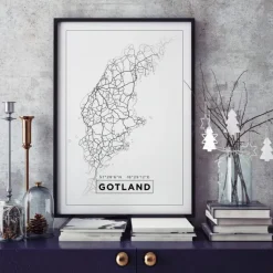 Kort - Gotland - Hvid Plakat (21x29.7 cm (A4))