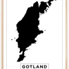 Kort - Gotland - Hvid Plakat (21x29.7 cm (A4))