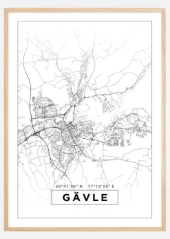 Kort - Gävle - Hvid Plakat (21x29.7 cm (A4))