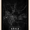 Kort - Gävle - Sort Plakat (21x29.7 cm (A4))