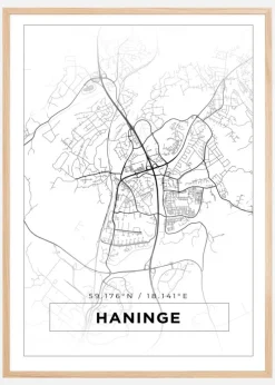 Kort - Haninge - Hvid Plakat (21x29.7 cm (A4))