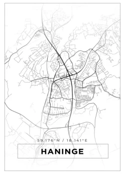 Kort - Haninge - Hvid Plakat (21x29.7 cm (A4))
