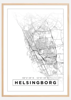 Kort - Helsingborg - Hvid Plakat (21x29.7 cm (A4))