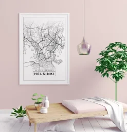 Kort - Helsinki - Hvid Plakat (21x29.7 cm (A4))