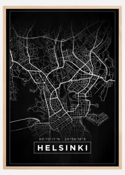 Kort - Helsinki - Sort Plakat (21x29.7 cm (A4))